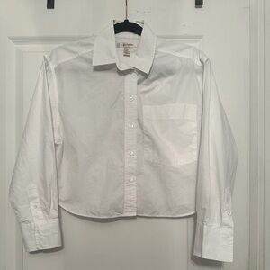 Banana Republic Crop White Button Down Shirt